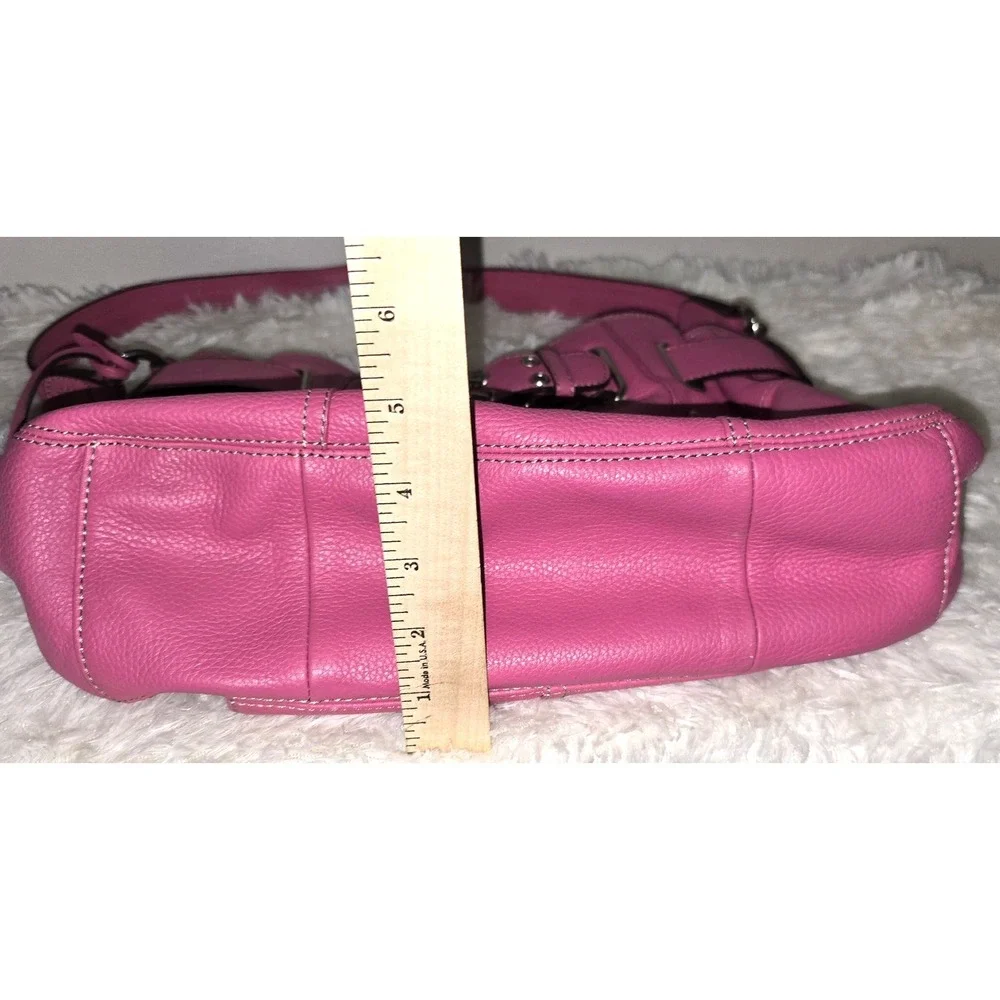 Tignanello‎ Statement Med Hobo Bag Shoulder Purse Buckle Pink Pebble Leather Exc